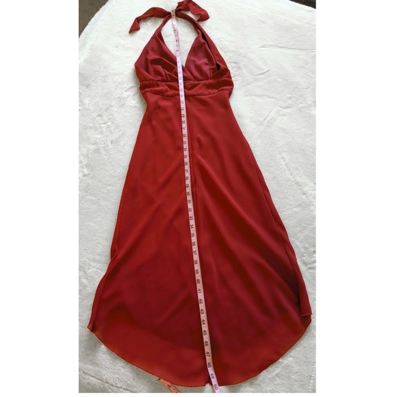 B Darlin Red Halter, Low Back Cocktail Dress 3/4 - Picture 6 of 8